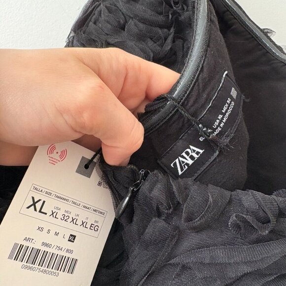 Zara Structured Floral Mini Dress NWT Black Size XL Blogger Fav - Picture 11 of 12